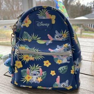 Disney Loungefly Stitch Navy Blue Tropical Mini Backpack
